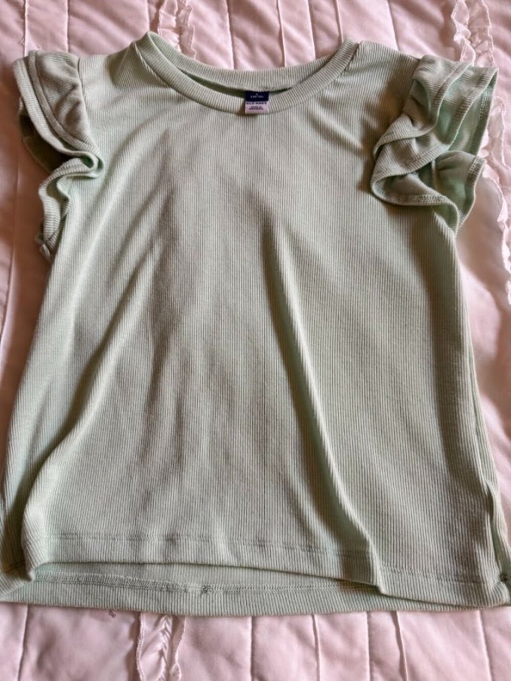 Old Navy Girls Large 10/12 Mint Green Short Sleeve Ruffle Blouse
